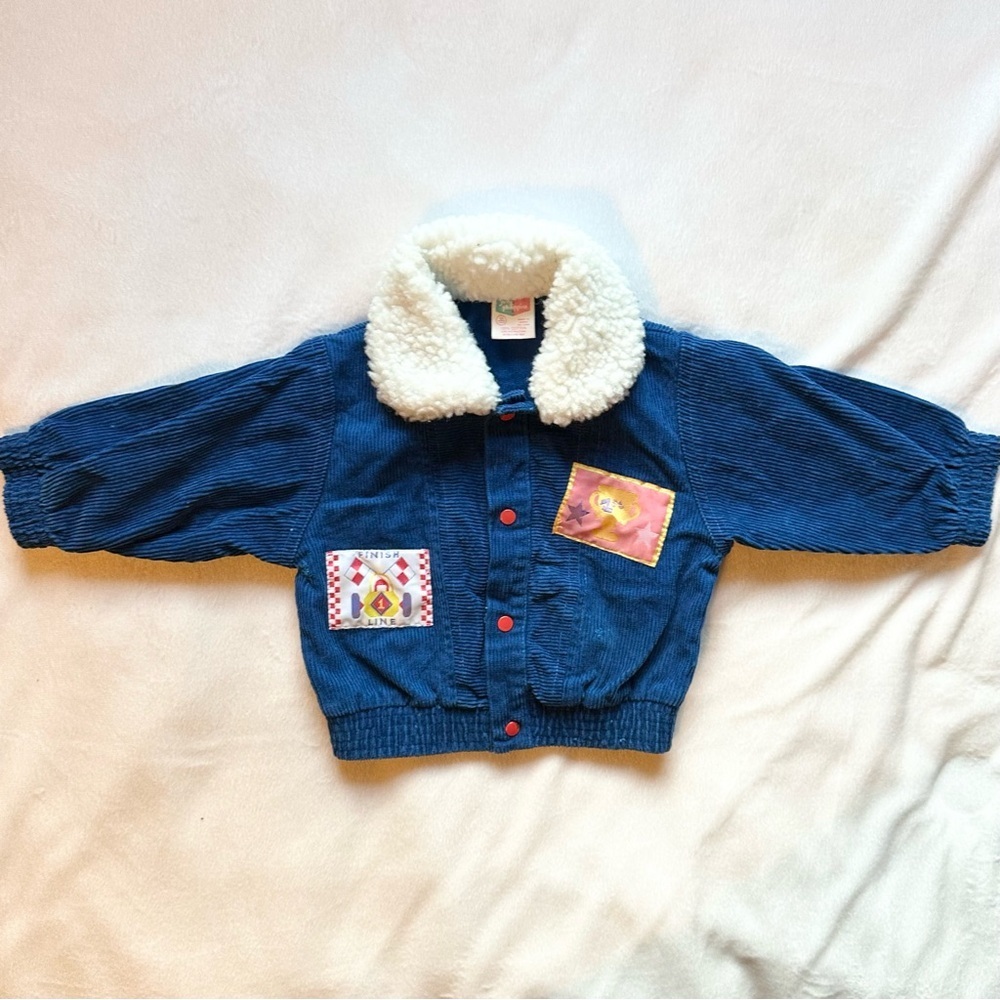 Vintage Judy Philippine Baby Sherpa Bomber Jacket Coat Corduroy Boys 12M blue